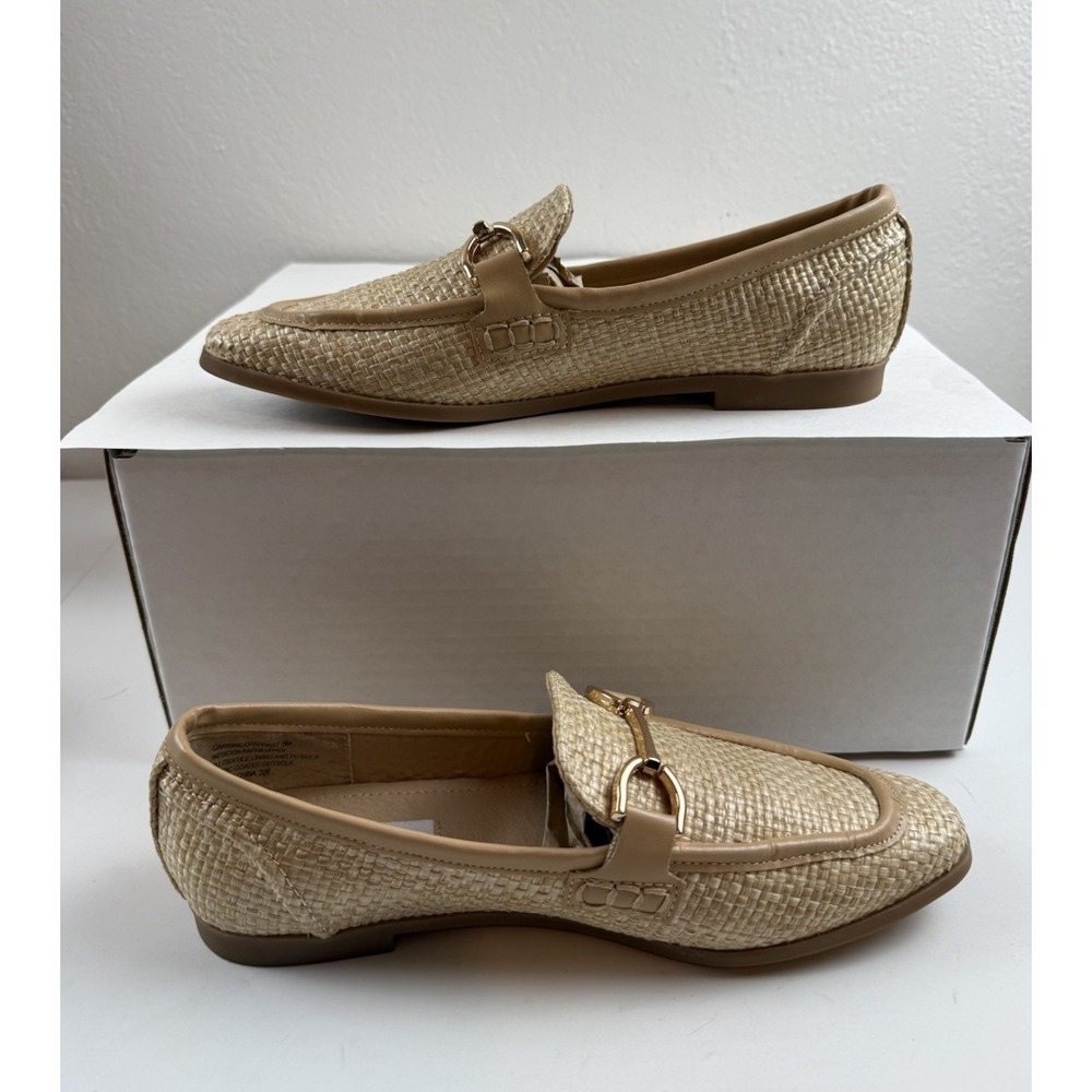 Steve Madden Beige Gold Raffia Woven Slip On Womens Carrine Loafers Shoe Size 6M - Picture 6 of 8
